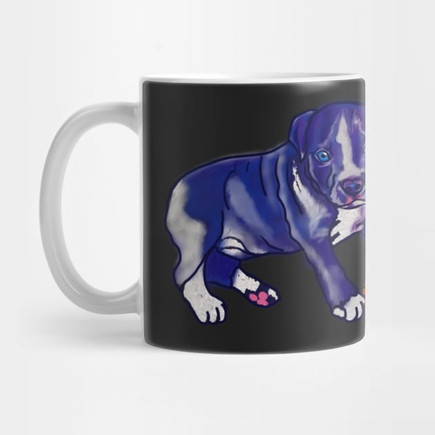 Painting of Blue line pit bull dog basket ball player- cute pitbull in the with it’s pitbull basketball association ball by Artonmytee